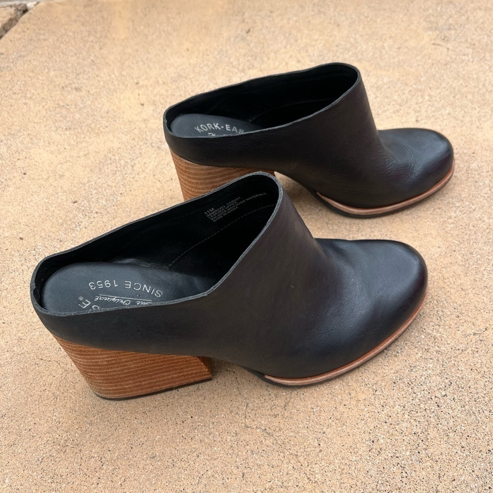 Kork Ease Challis Clog Mule Black Leather Slip On Bootie Block Heel Size 11 - Picture 7 of 11
